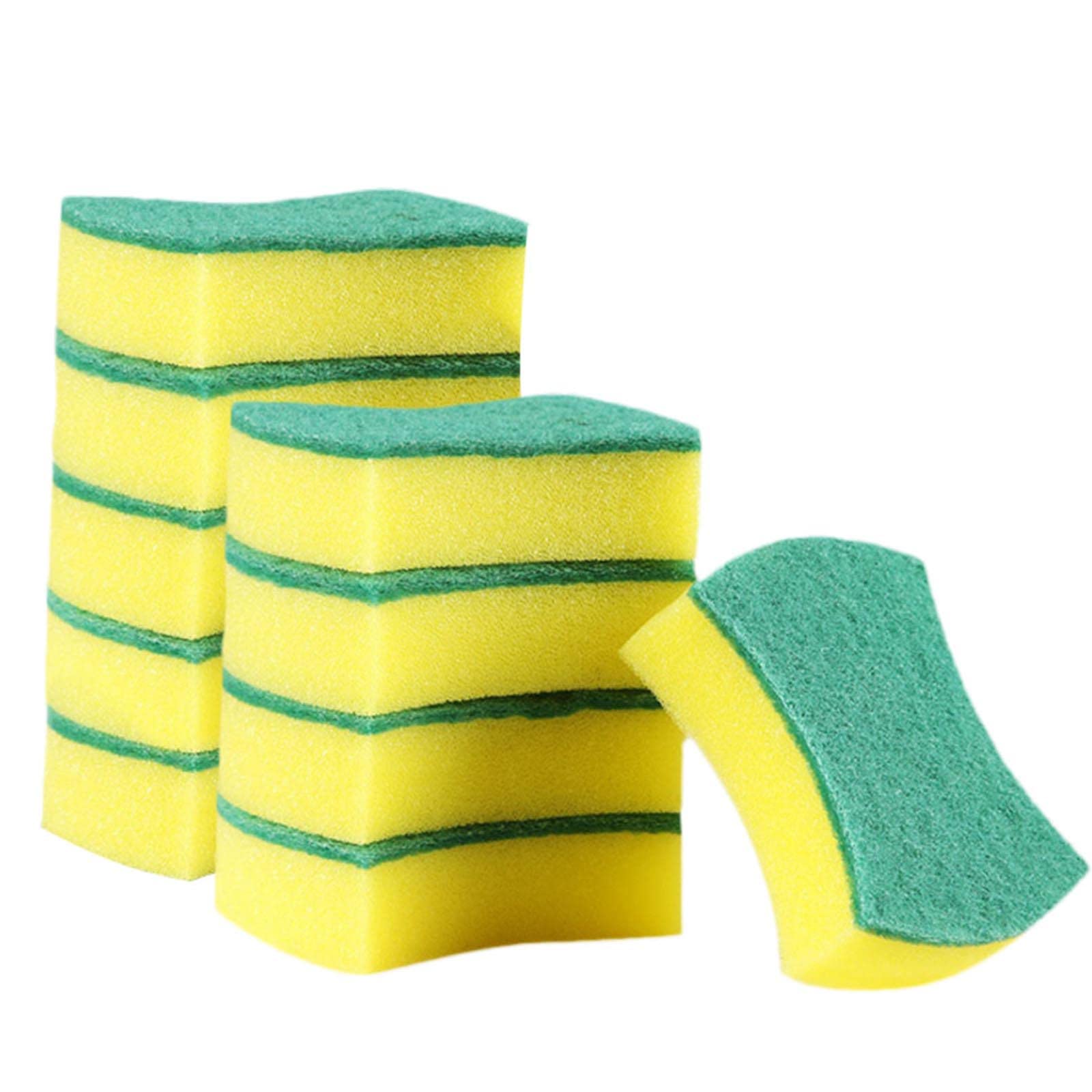 Double-Sided Dishwashing Sponge & Brush Set - Non-Scratch Kitchen Cleaning Scrubber for Pots, Pans, Dishes | Durable Scouring Pad & Fabric Paint Brush for Home, Restaurant, and RV Use