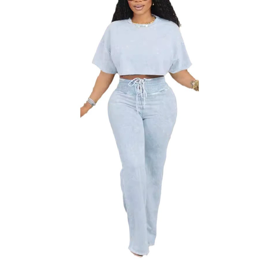 Women's Round Neck Two Piece Suit Set - Casual Office Wear & Spring Summer Outfits for Work, Dating, and Special Occasions