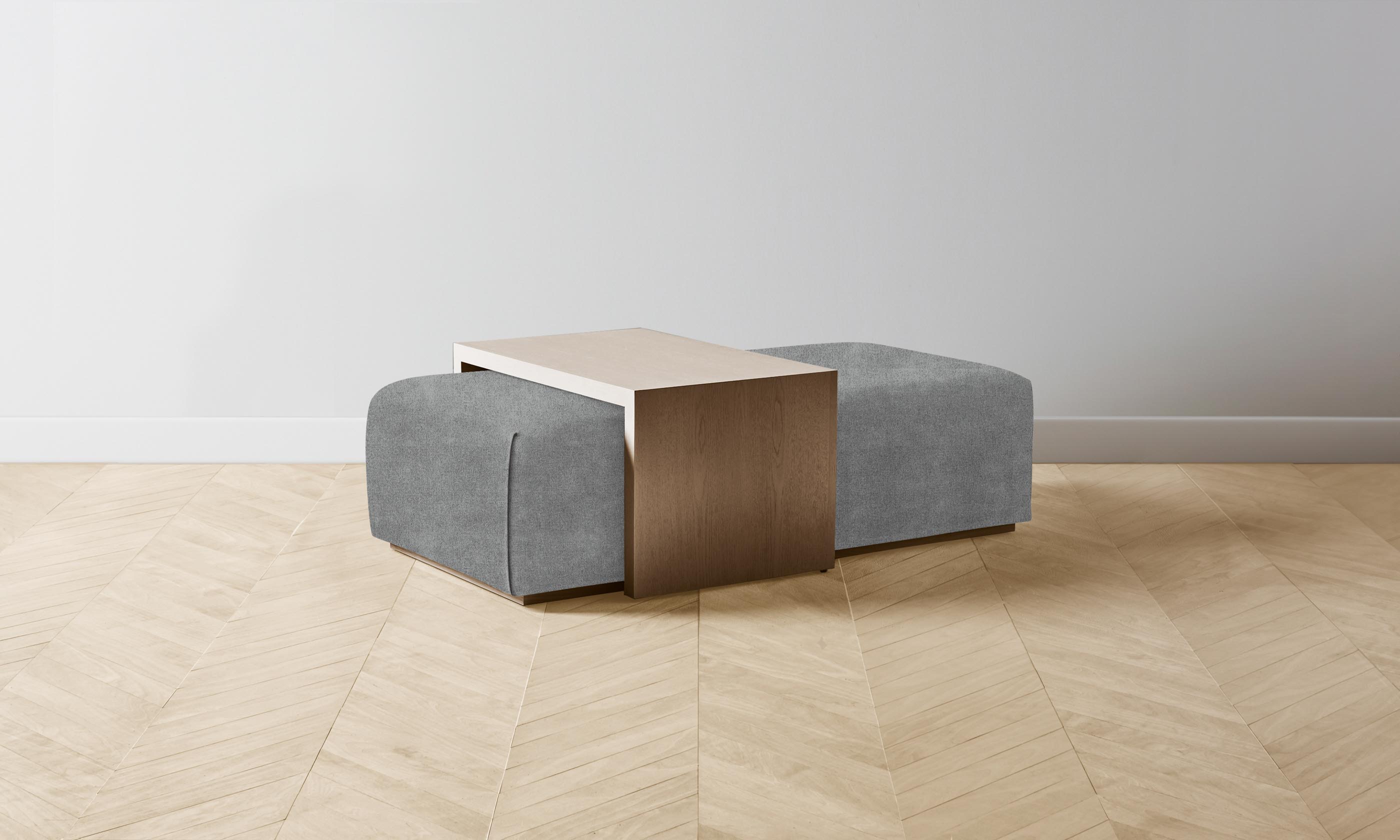 The Bowery Ottoman - Performance Mélange Weave Night - Modern Living Room Footrest & Accent Stool for Home Decor