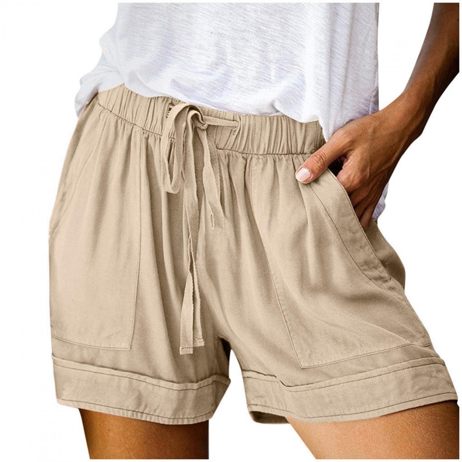 Women's Summer Shorts with Pockets - Casual Lace-up Elastic Beach Shorts for Women | Perfect for Beach Vacations, Poolside Relaxation, and Summer Outings
