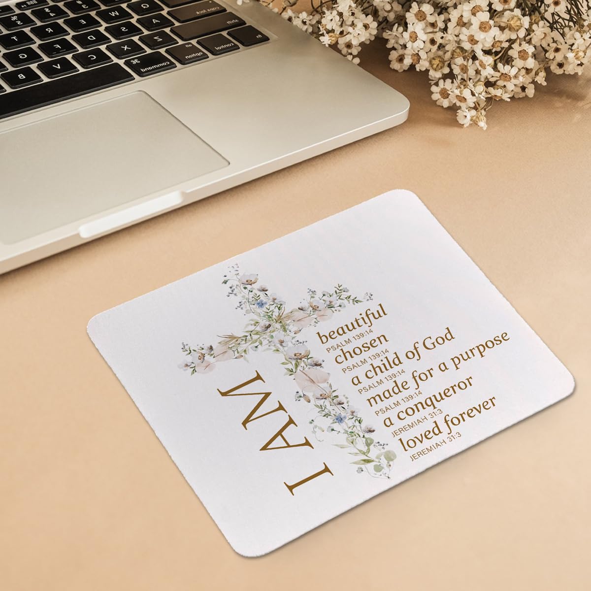 Christian Mouse Pad with Bible Verse - 9.5x7.9 Inch Non-Slip Desk Mat, Inspirational Scripture Gift for Women & Men - Perfect for Office, Home Computer, Prayer Desk & Bible Study Workspace
