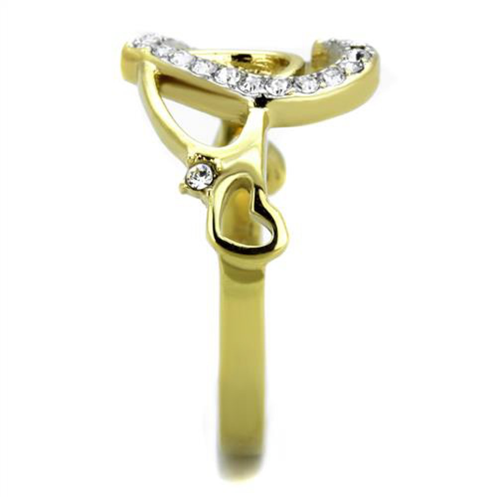 14K Gold Plated Heart Crystal Ring for Women - Size 5-10 - Perfect for Date Night & Gifts