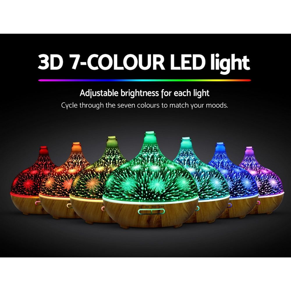 DEVANTI 400ml Aromatherapy Diffuser with 3D LED Night Light, Remote Control - Essential Oil Humidifier & Air Purifier for Home, Office, Yoga and Spa Relaxation