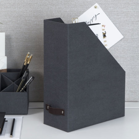 Estelle Black Magazine File Holder - Stylish Document Organizer for Office, Home & School Use