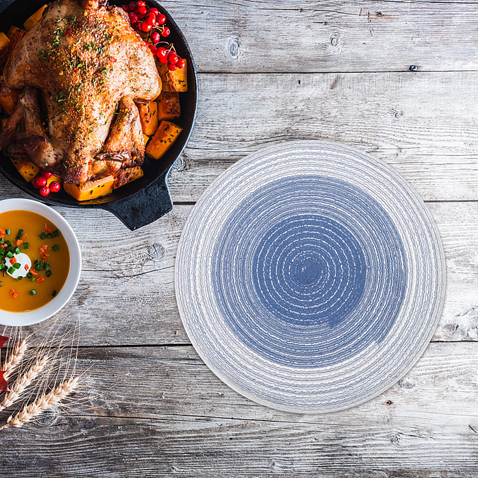 4-Pack Hemoton Woven Cotton Placemats - Heat-Resistant Round Table Mats for Dining, Coasters for Drinks, Hot Pan Holders | Perfect for Kitchen, Coffee Table, and Home Decor