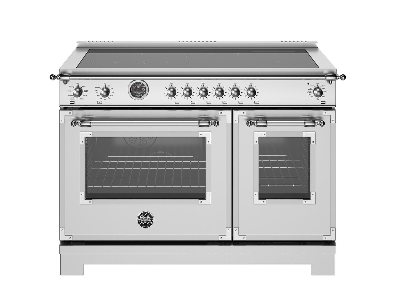 Bertazzoni HER486IGFEPXT 48-Inch Professional Induction Range with 6 Heating Zones, Cast Iron Griddle & Self-Cleaning Electric Oven in Stainless Steel - Perfect for Home Chefs & Commercial Kitchens