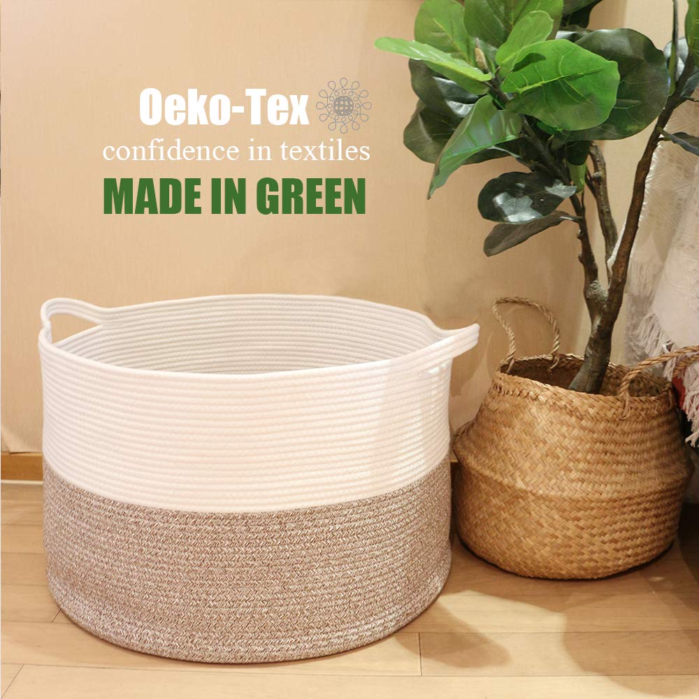 YNEXTRA Extra Large Cotton Rope Woven Basket - 22