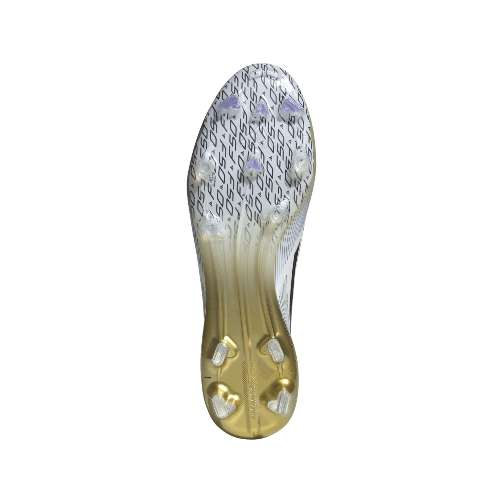 Adidas F50 Elite FG Soccer Cleats for Men - White/Black/Metallic Gold Football Shoes for Artificial Grass - Perfect for Training & Match Play