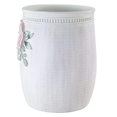 Avanti Linens Decorative Waste Basket - Floral Trash Can for Bathroom, Bedroom & Office - Spring Garden Collection - Essential Home Decor & Organizer for Guest Rooms, Dorm, and Small Spaces