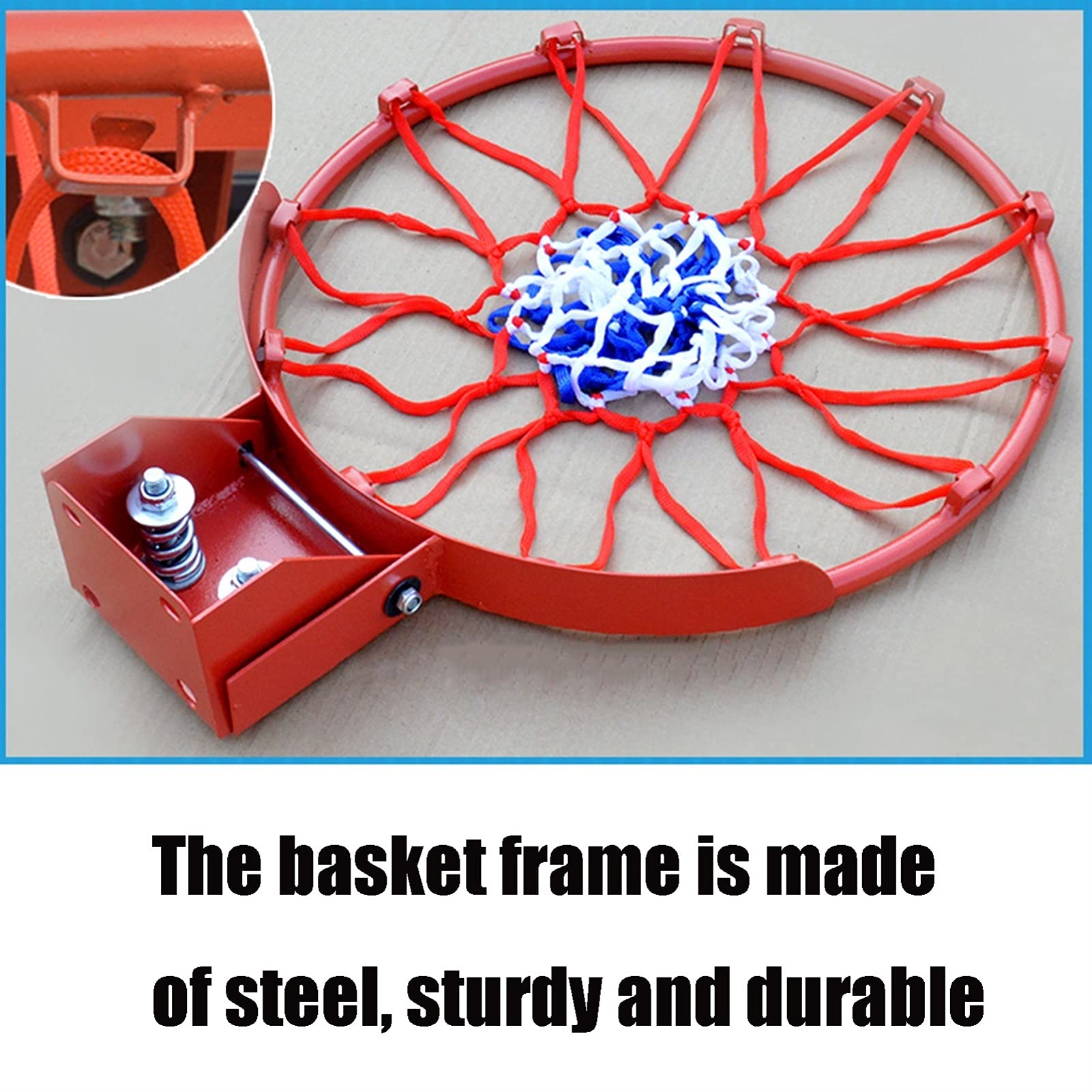Wall-Mounted Basketball Hoop - 18 Inch Steel Backboard for Kids & Adults - Outdoor/Indoor Basketball Goal System with Adjustable Height (Red) - Perfect for Driveway, Backyard & Gym Training