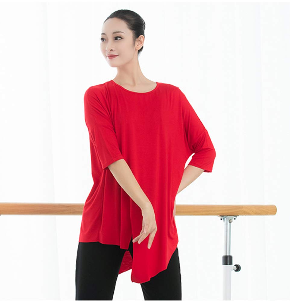 Angcoco Women's Latin Dance Top with Slit & Irregular Hem - Salsa, Ballroom Dance Shirt for Performances & Social Dancing