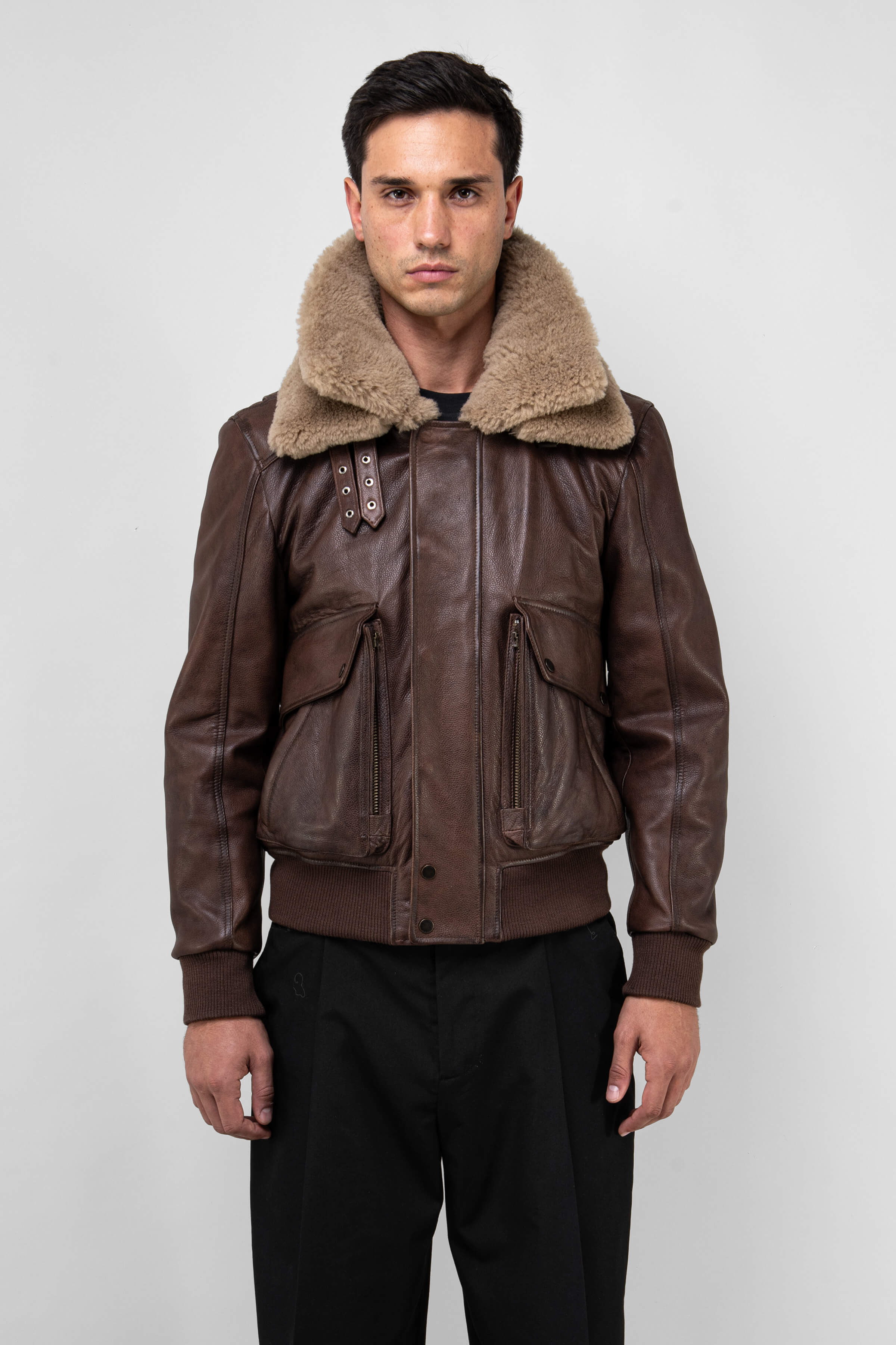 Spitfire Antique Brown Leather Jacket for Men – Vintage Style Motorcycle Biker Jacket for Casual Wear & Outdoor Adventures