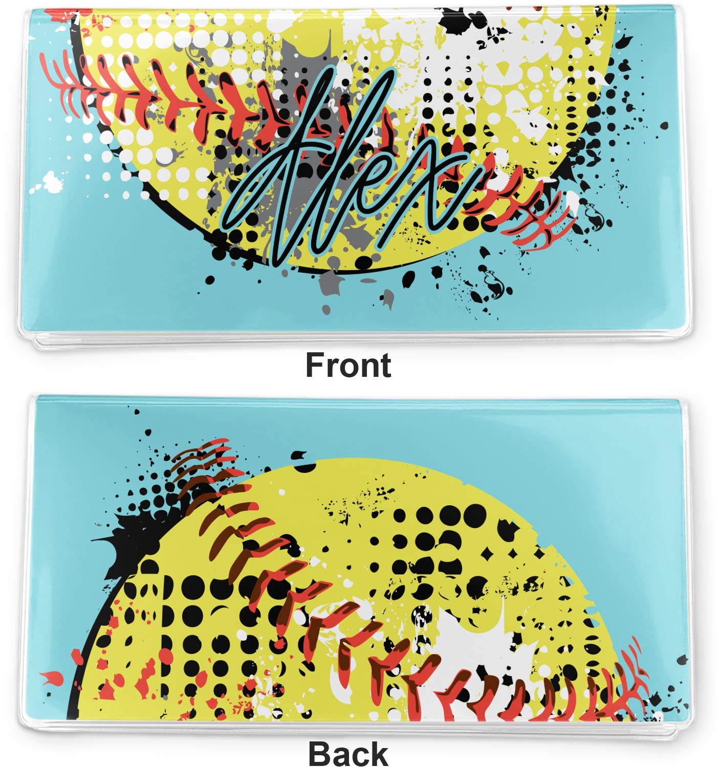 Custom Personalized Softball Vinyl Checkbook Cover - Monogrammed Wallet for Baseball & Softball Players - Perfect Gift for Coaches, Players & Fans