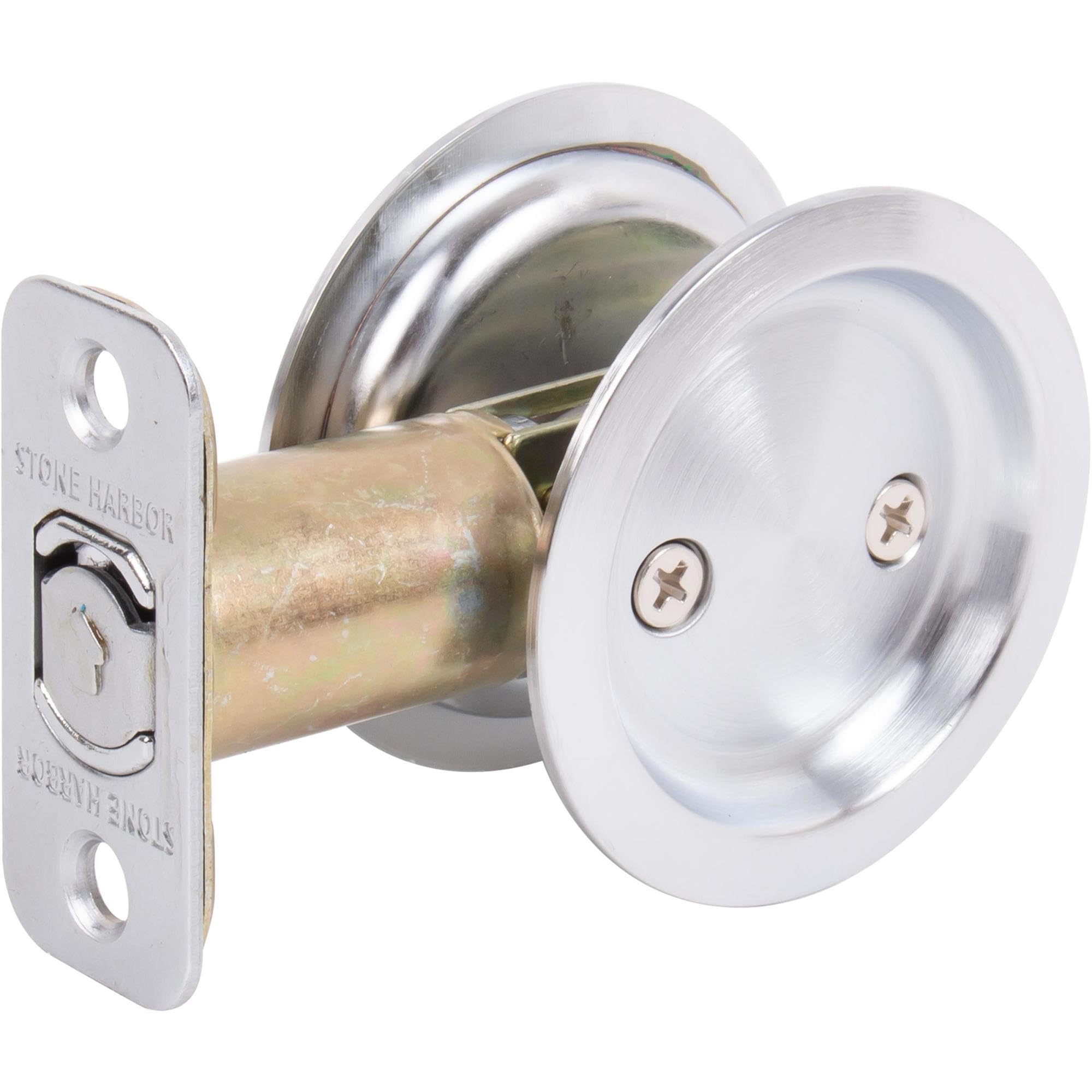 Round Pocket Door Lock - Passage & Hall/Closet Latch with 2-3/8