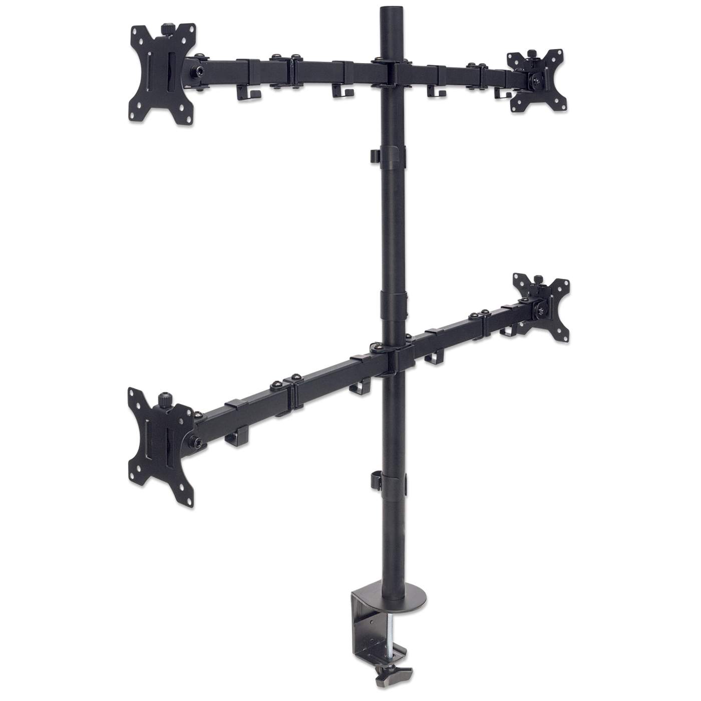 Universal 4 Monitor Stand with Adjustable Double Swing Arms - Perfect for Multi-Screen Workstations, Gaming & Office Setup