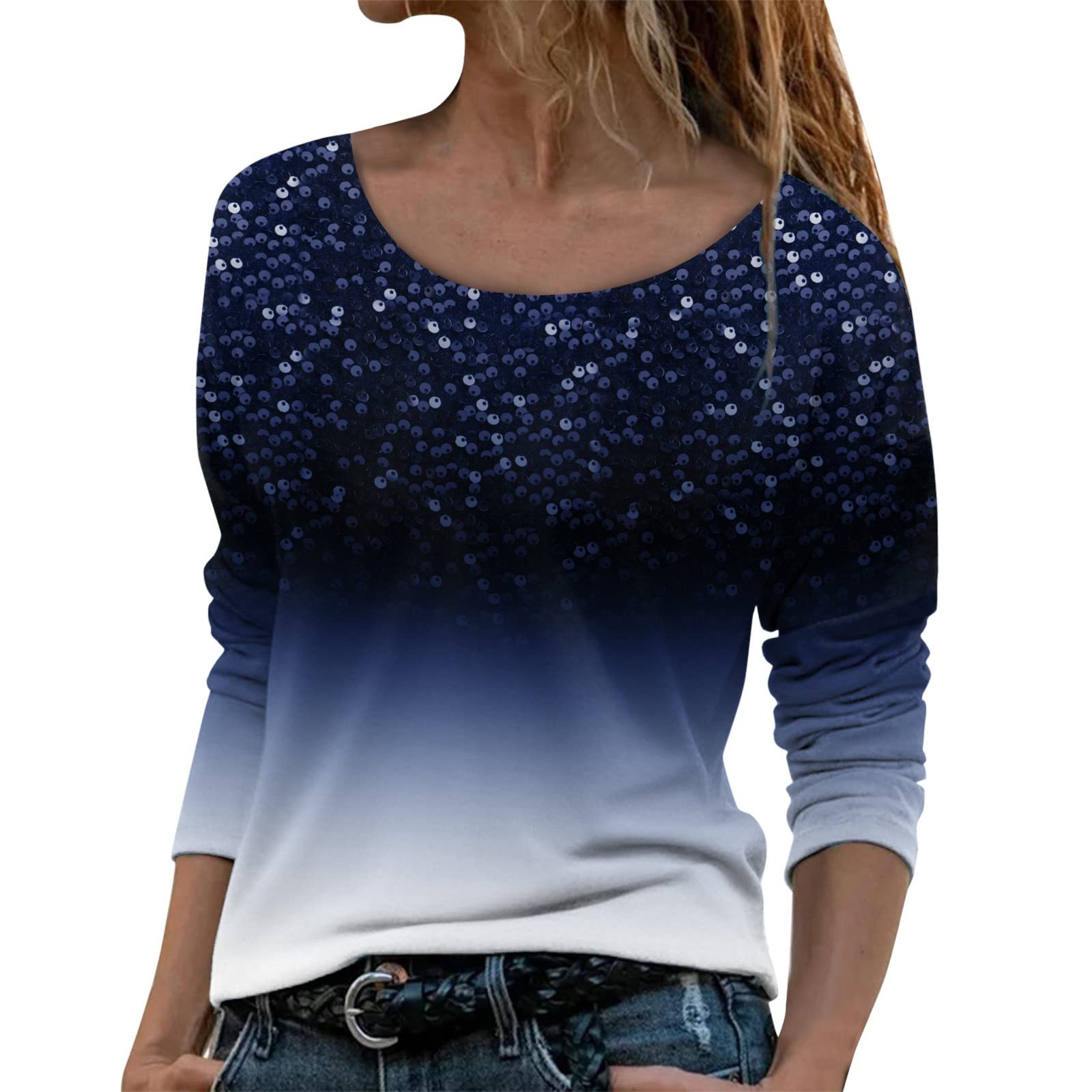 Women's Loose Fit Casual Crew Neck Long Sleeve Graphic Print Sweatshirt - Trendy White Top for Everyday Wear, Street Style & Layering Outfits