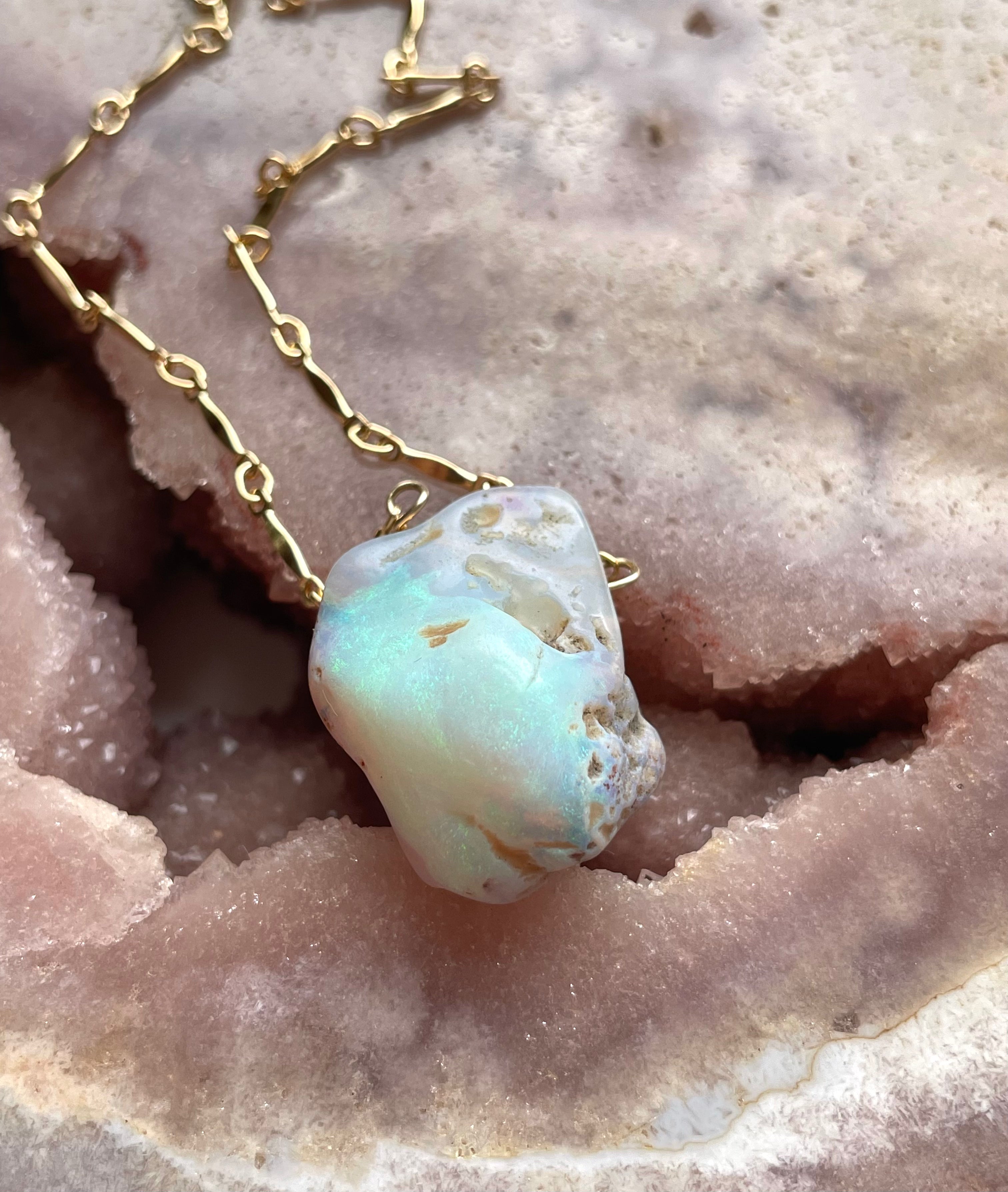 Genuine Australian Opal Necklace – Natural Raw Opal Jewelry for Women – Perfect for Weddings, Parties & Special Occasions
