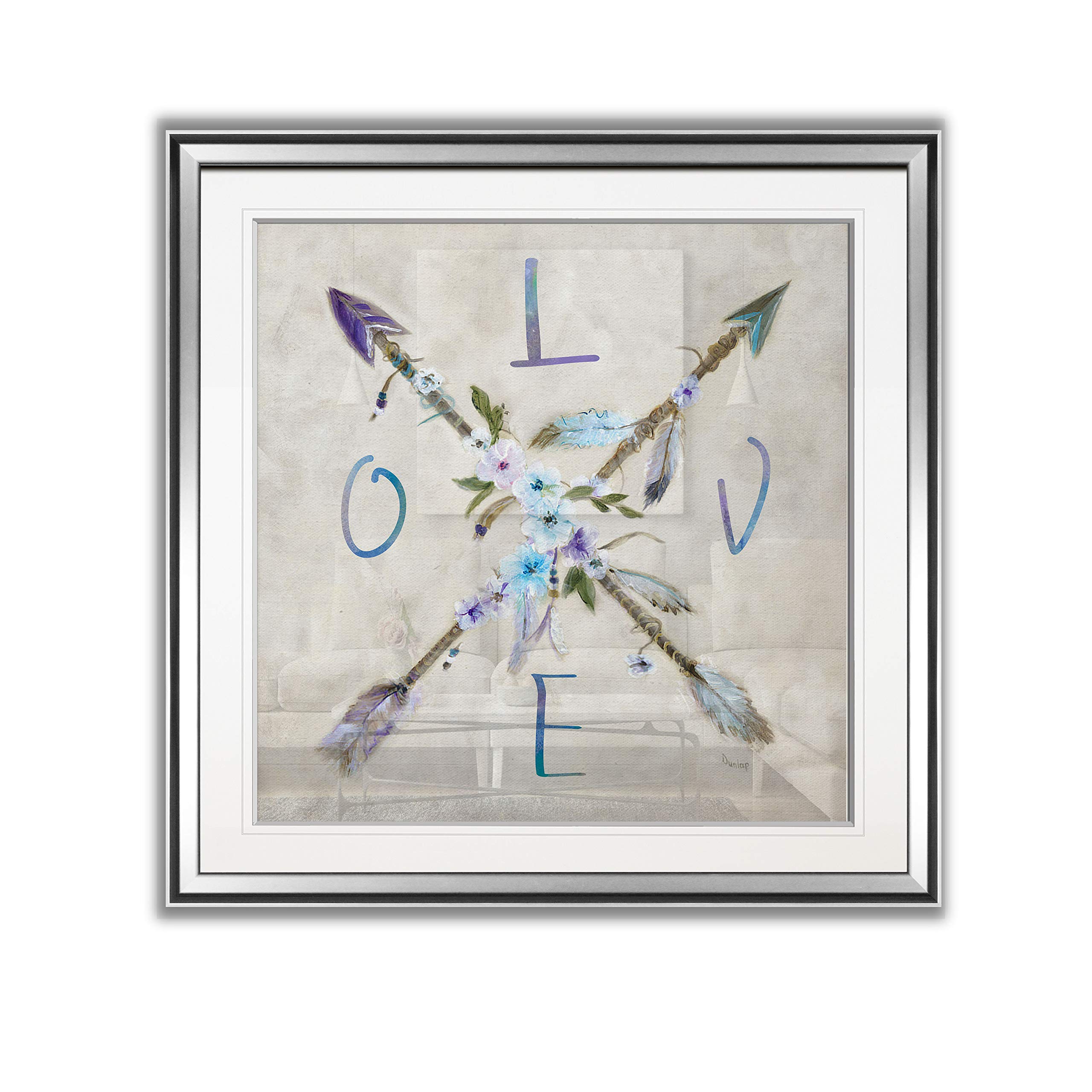 Boho Arrow Love Inspirational Wall Art - Framed Canvas Prints with Feather & Flower Designs for Home Decor | Perfect for Living Room, Bedroom & Office