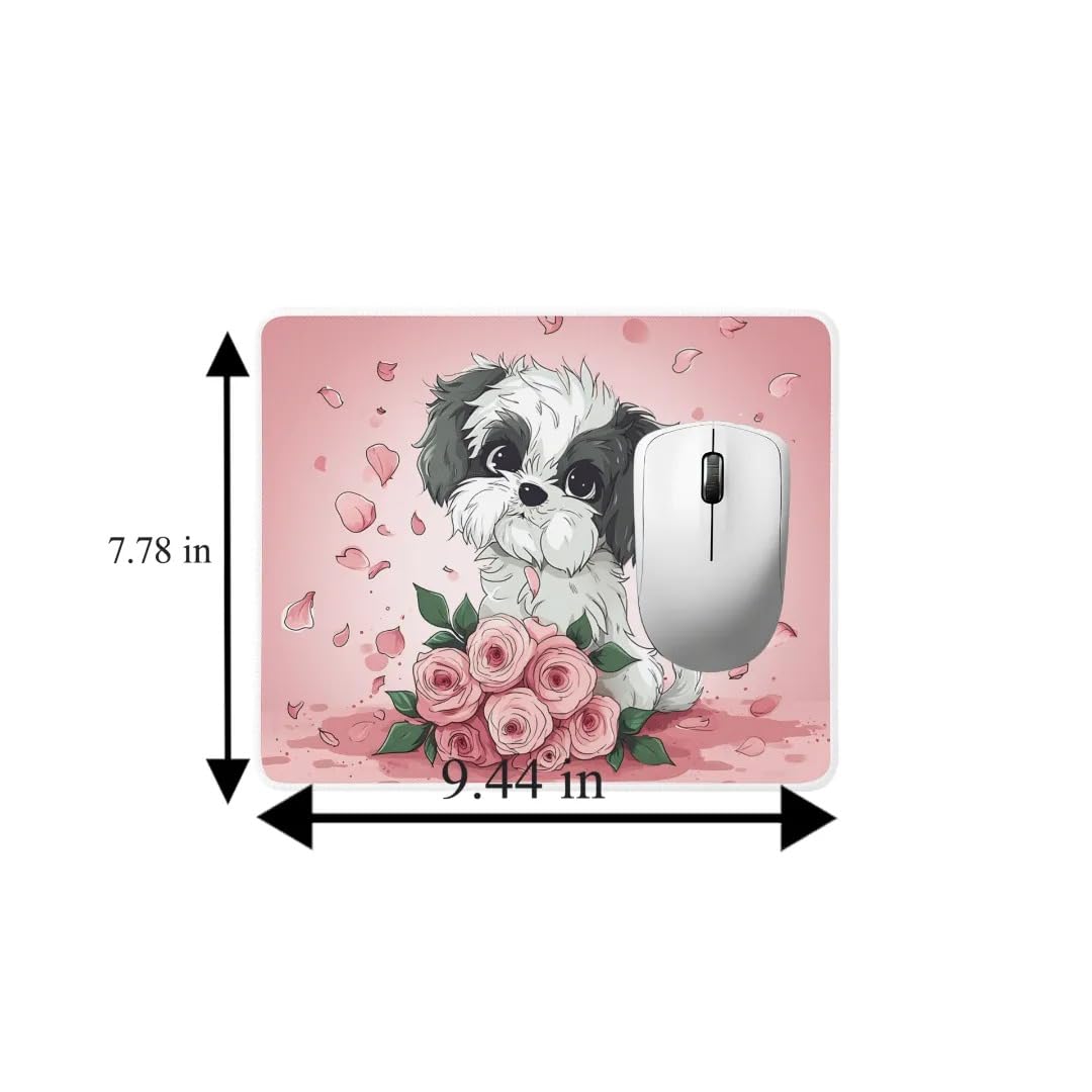 Havanese Dog with Flowers Mouse Pad - Non-Slip Rubber Desk Mat for Home Office, Gaming & Work - Perfect Gift for Dog Lovers (Computer & Laptop Accessory) - Ideal for Workstations, Gaming Setups & Home Offices