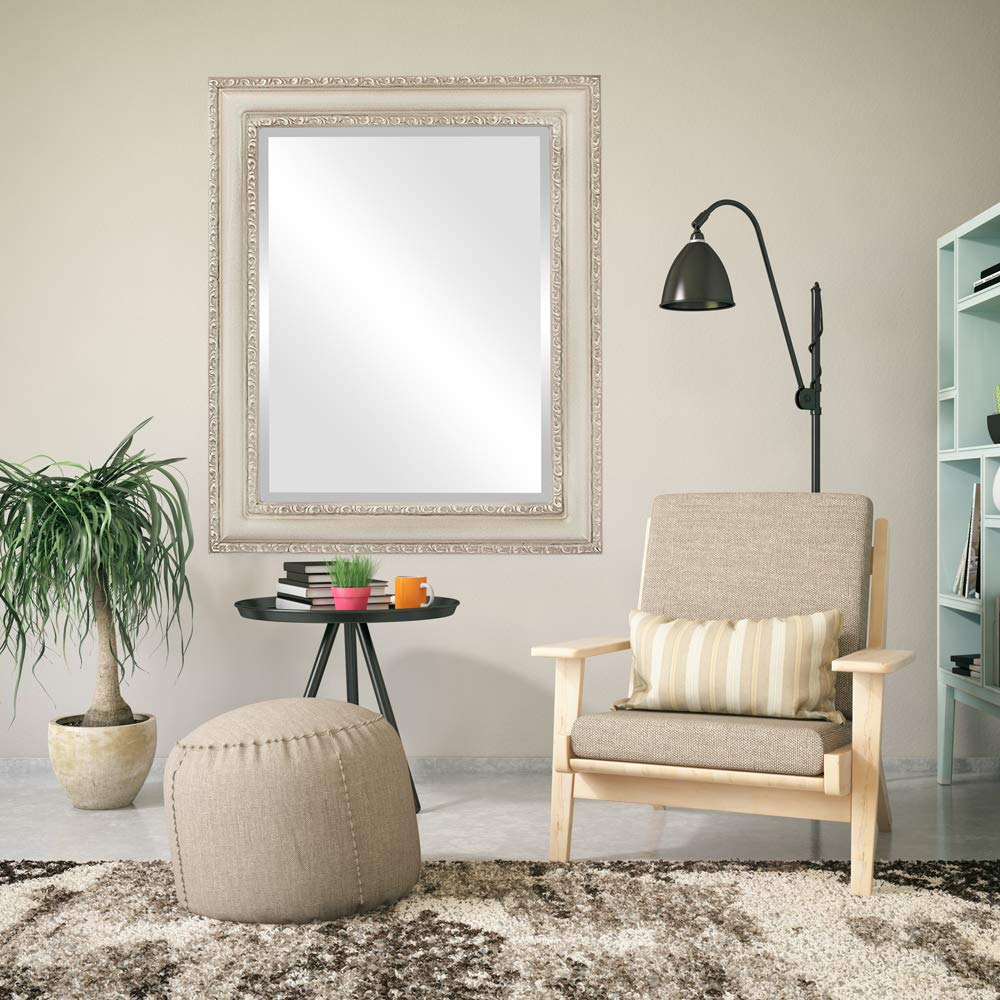 Ovalcrest 20x24 Inch Rectangle Beveled Wall Mirror - Dorset Style Taupe Framed Mirror for Living Room, Bedroom, Entryway - Home Decor & Interior Design Accent