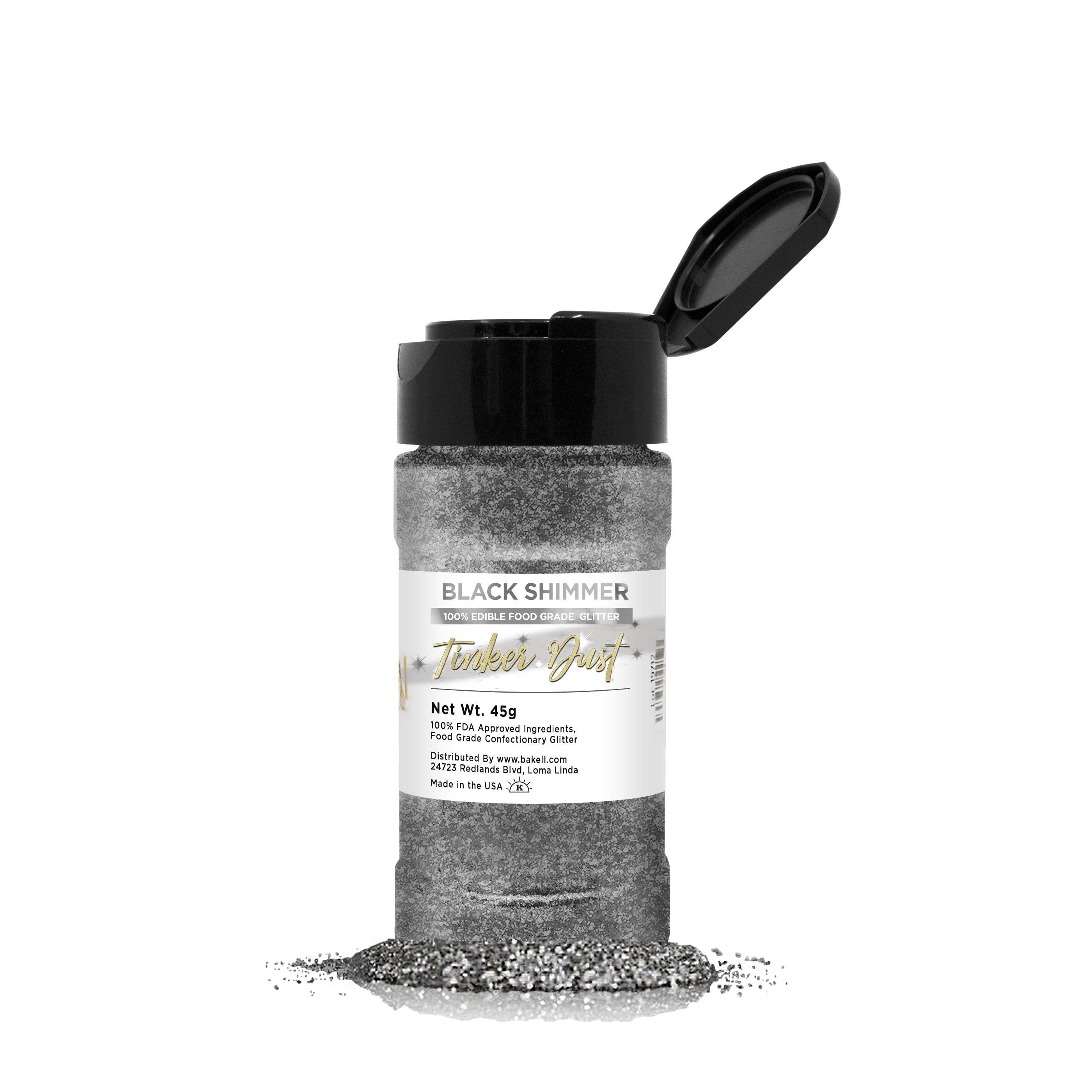 Black Tinker Dust® Glitter - Premium Cosmetic Grade Glitter for Face & Body (45g Shaker) | Perfect for Makeup, Nail Art, DIY Crafts & Festival Body Paint