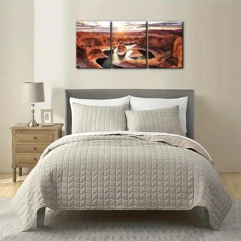3-Piece Arizona Landscape Oil Painting Metal Prints - Ready to Hang Wall Art Decor for Living Room, Bedroom & Office