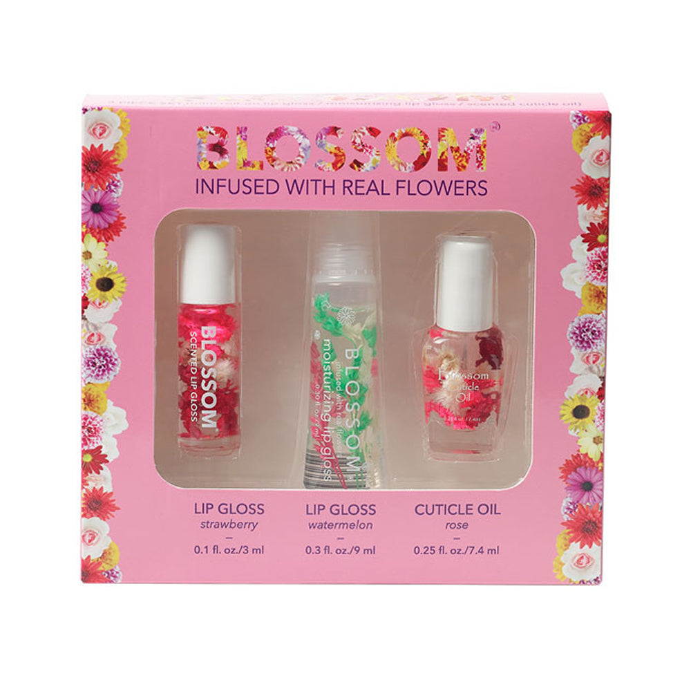Blossom Mini Roll On Lip Gloss - Moisturizing & Scented Lip Gloss with Cuticle Oil - 3 Pack for Daily Hydration & Perfect for On-the-Go Touch Ups