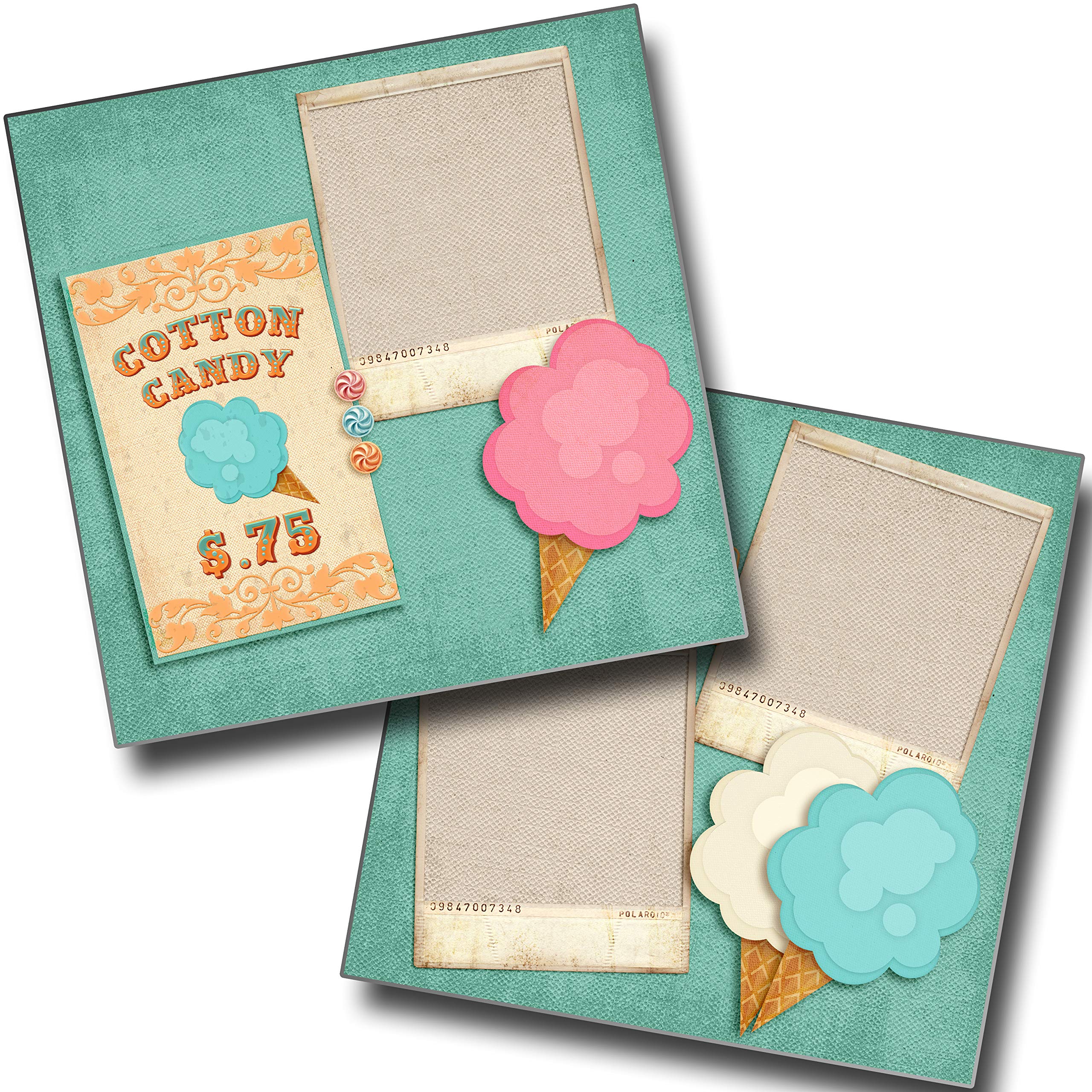 Premade Scrapbook Pages - Cotton Candy Circus Theme - EZ Layout 4534 for DIY Scrapbooking, Memory Books & Party Decorations