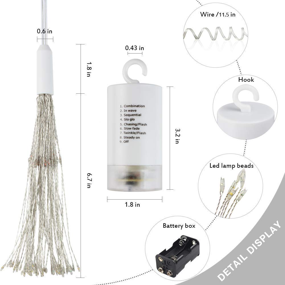 FOOING 4 Pack LED Fairy Lights - 8 Modes with Remote for Wedding Party Garden Decoration