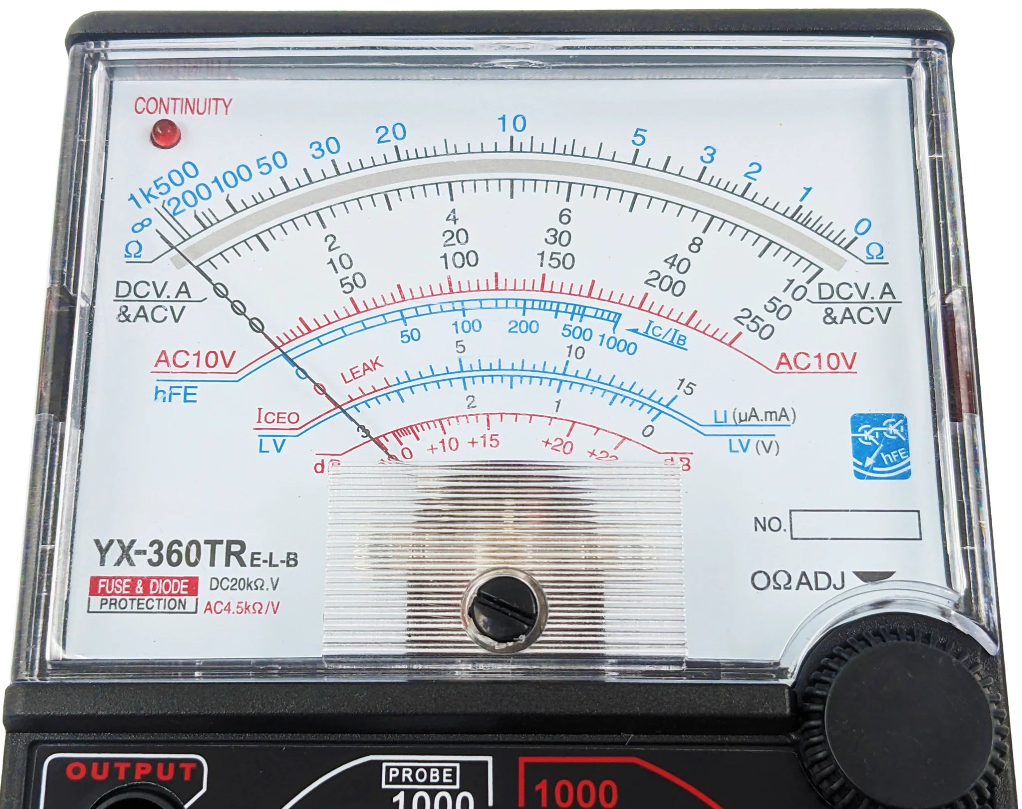 YX 360TRE L B Analog Multimeter with LED Display & Buzzer - Continuity Tester for Electrical Circuits, Includes Test Leads - Perfect for Home DIY, Auto Repair & Electronics Testing