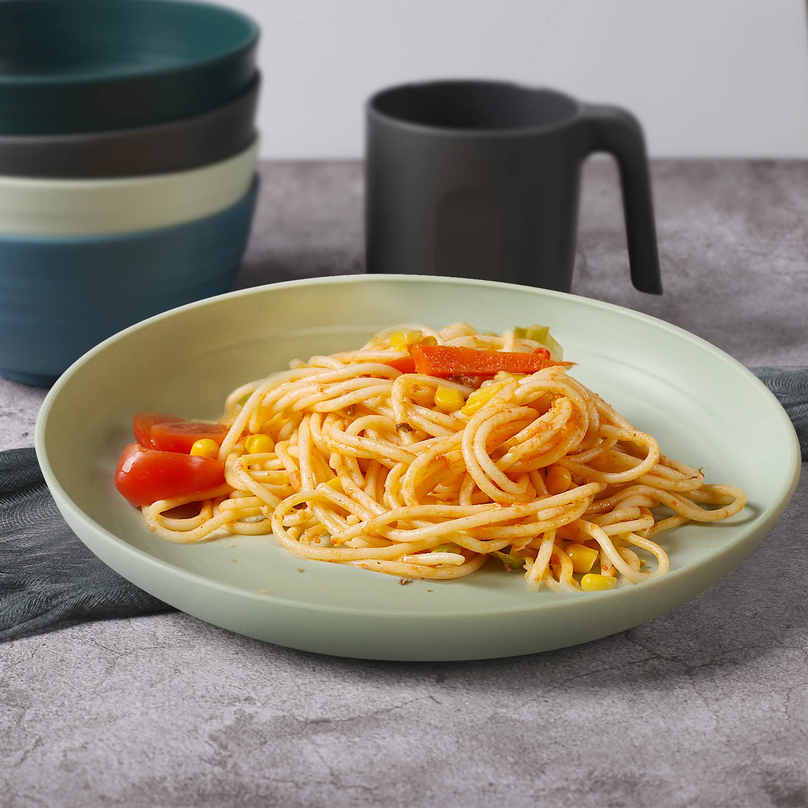 Shopwithgreen Lightweight Plastic Plates - 4 Pack 10 Inch Unbreakable Dinner Plates, Dishwasher & Microwave Safe, BPA Free, for Kids, Children, Toddlers & Adults | Perfect for Family Meals, Picnics, Parties, and Outdoor Dining