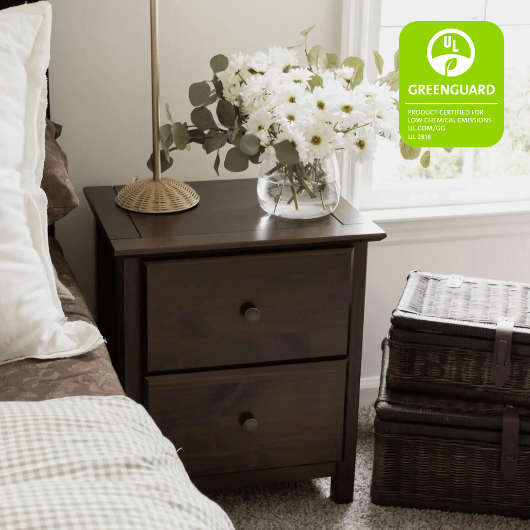 Modern Wooden Shaker 2-Drawer Nightstand - Bedside Table with Storage for Bedroom, Living Room & Guest Room - Compact Nightstand with Smooth Gliding Drawers for Home Decor