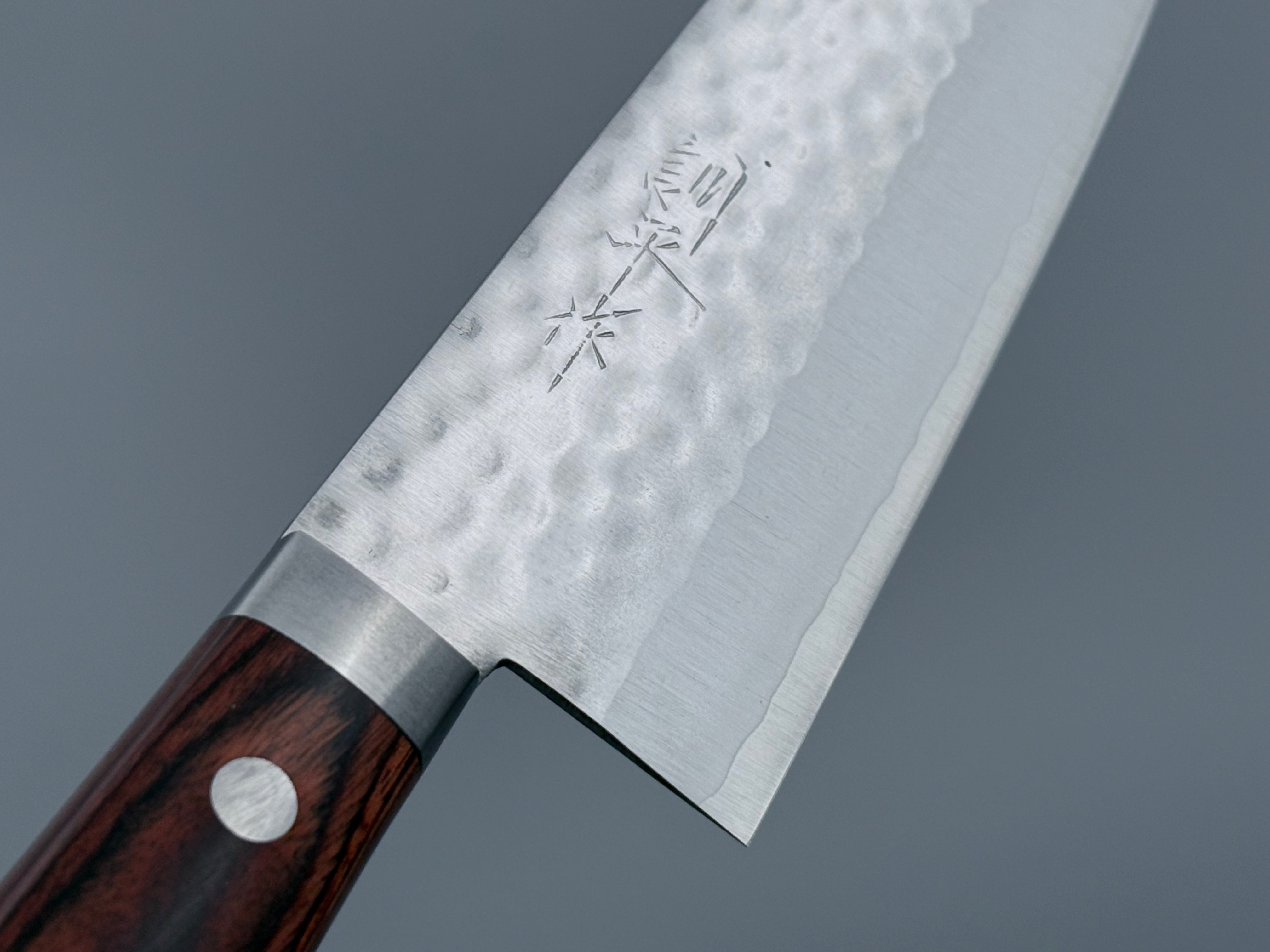 Masutani Hamono V1 Tsuchime Santoku Knife - Japanese Damascus Steel 7-Inch Kitchen Knife for Slicing, Dicing & Chopping - Perfect for Home Chefs & Professional Cooking