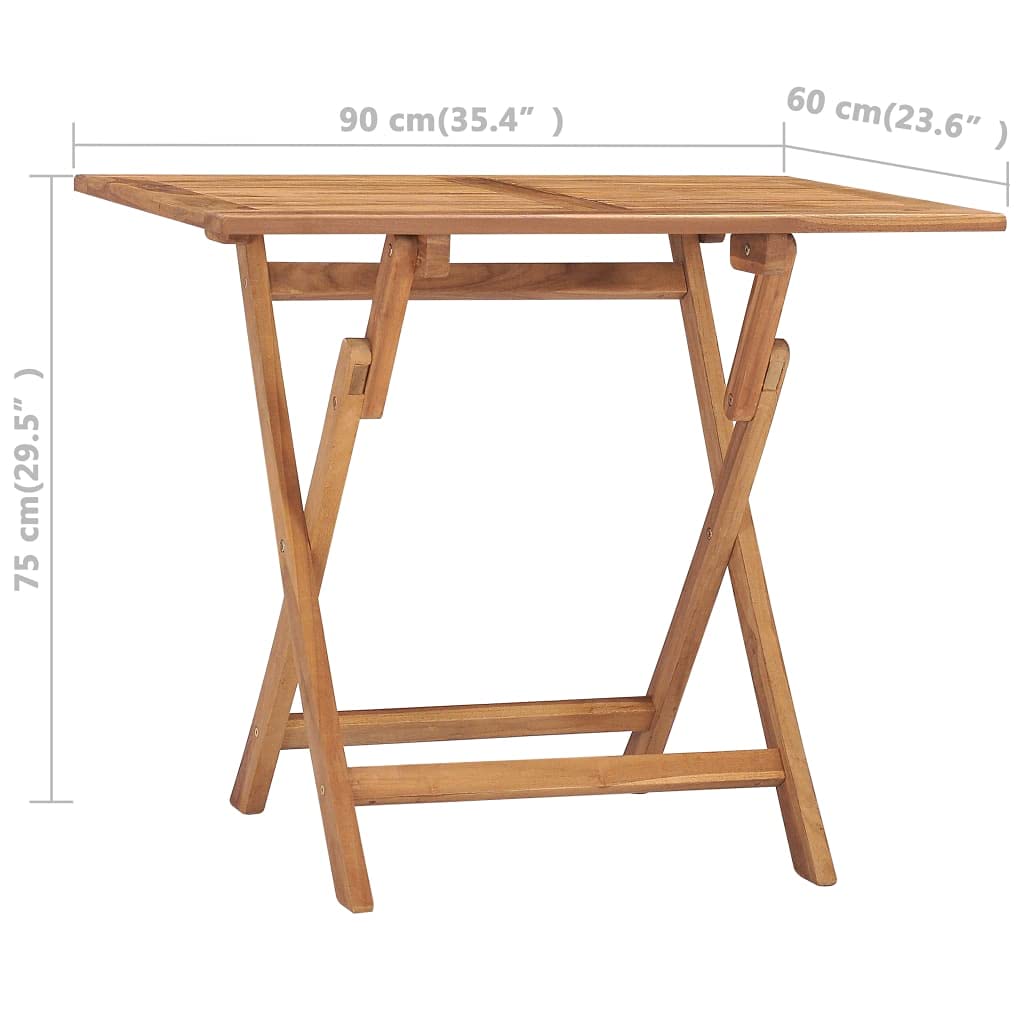 Foldable Teak Wood Outdoor Dining Table 35.4