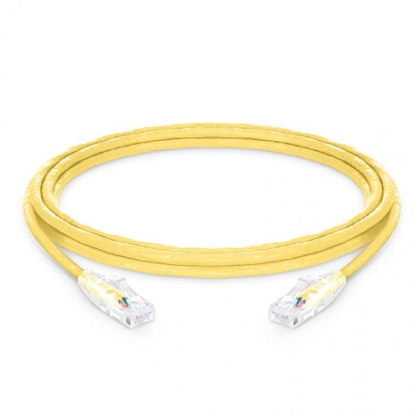 Ultra Thin Yellow Cat 6A Snagless UTP Ethernet Cable with RJ45 Connectors - High-Speed Network Patch Cord for Gaming, Streaming & Office Use