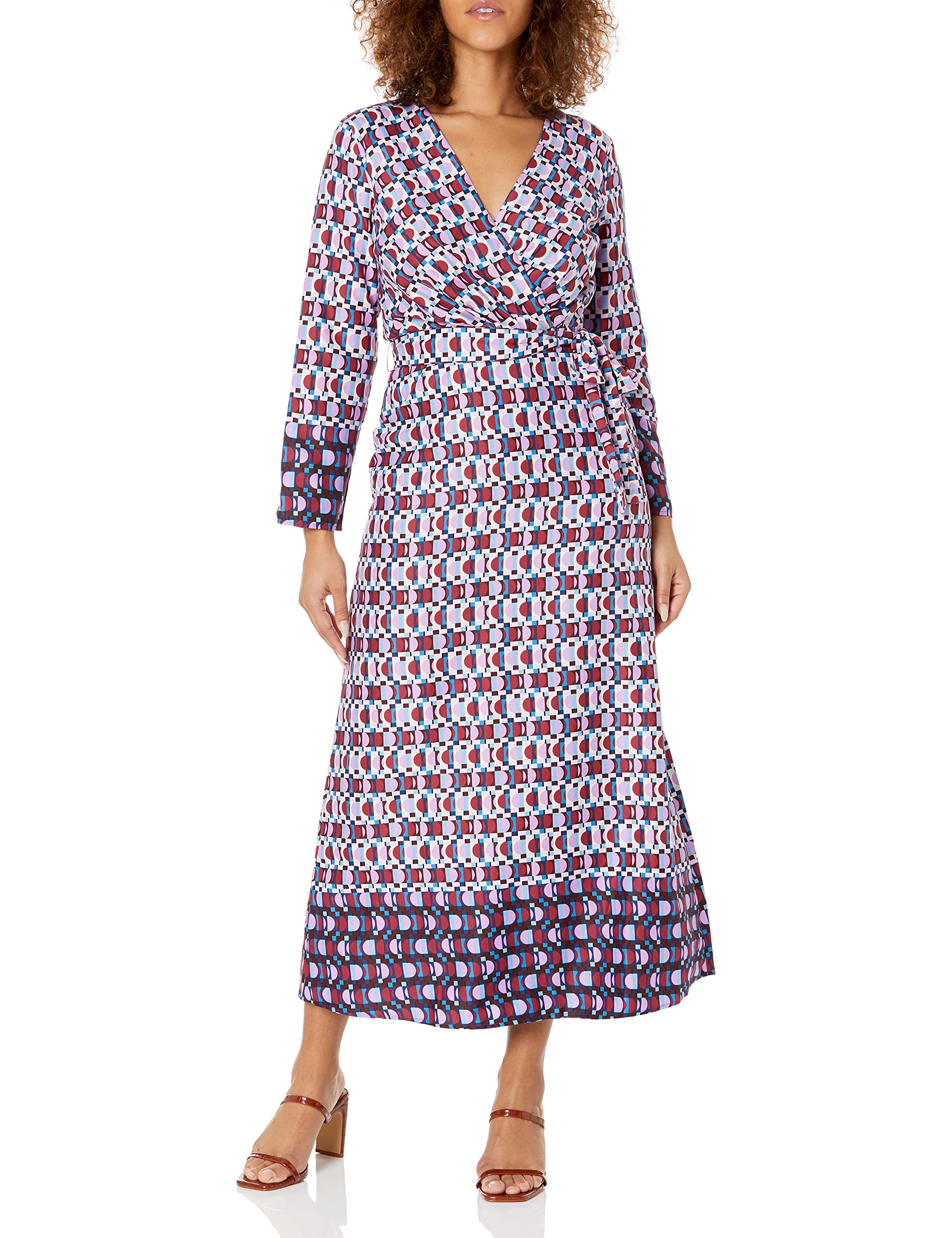 Donna Morgan Women's Long Sleeve Faux Wrap Dress - Elegant Office & Evening Wear for Business & Cocktail Parties