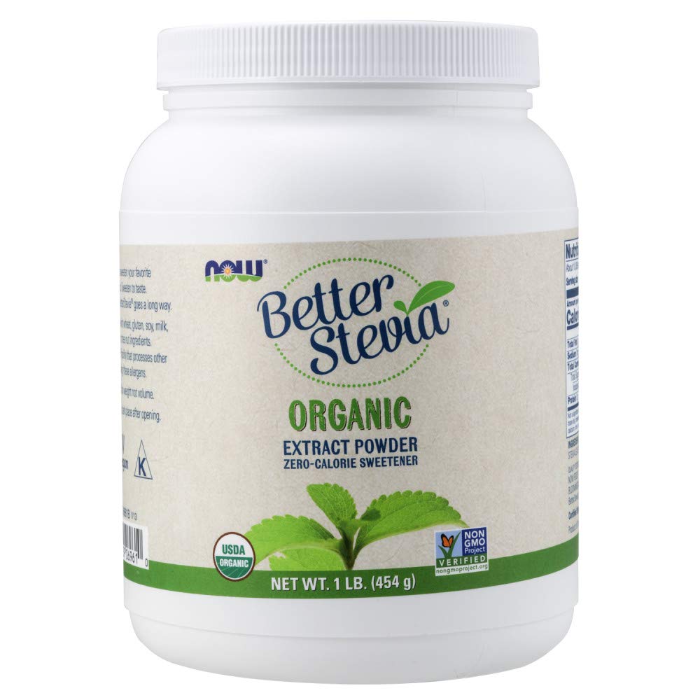 Organic NOW Foods BetterStevia Extract Powder - 1 lb | Zero Calorie Natural Sweetener for Baking, Coffee & Healthy Recipes | Keto & Vegan Friendly