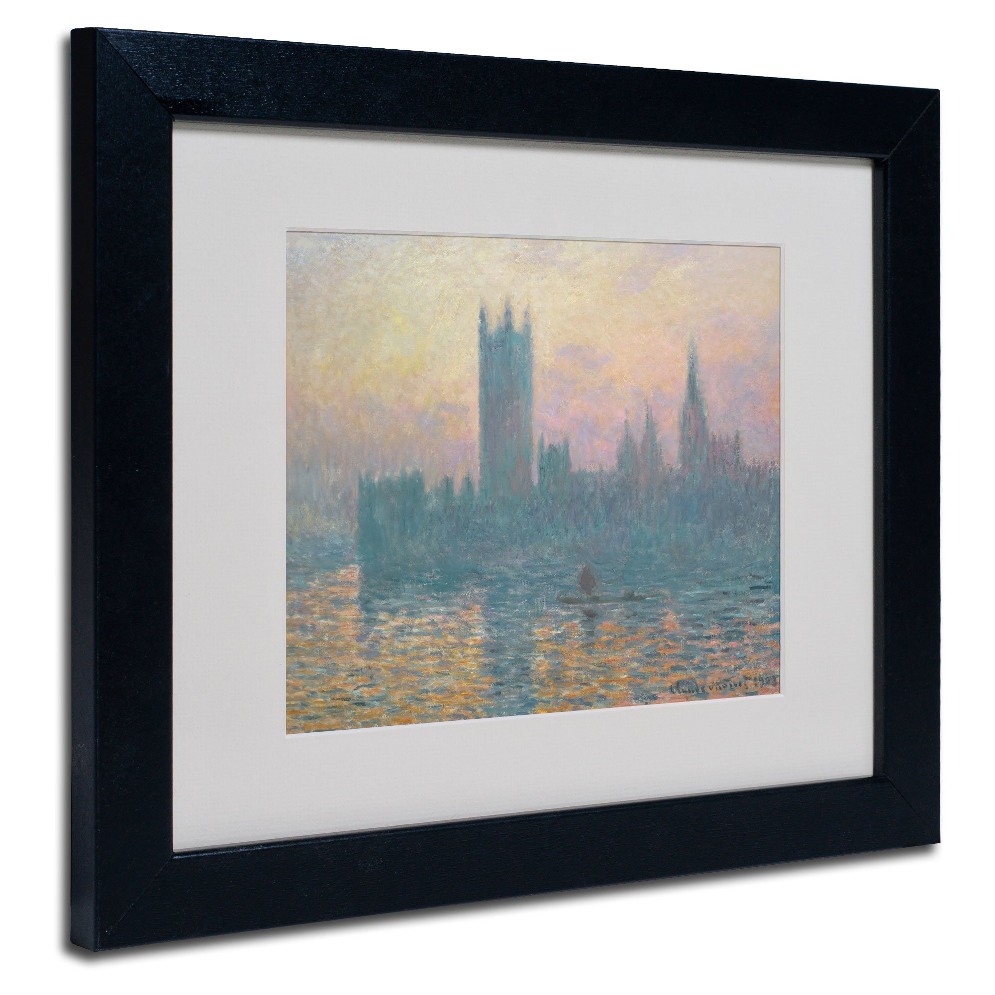 Claude Monet The Houses of Parliament Canvas Wall Art - 11x14 Inch Framed Painting, Famous Impressionist Artwork for Living Room, Bedroom & Office Decor
