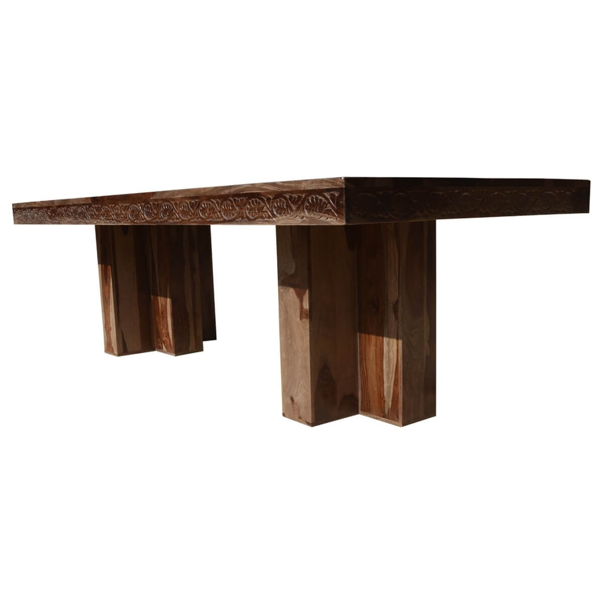 Rustic Solid Wood Double Pedestal Large Dining Table - Farmhouse Style 8-Seater for Dining Room & Kitchen | Dallas Ranch Collection