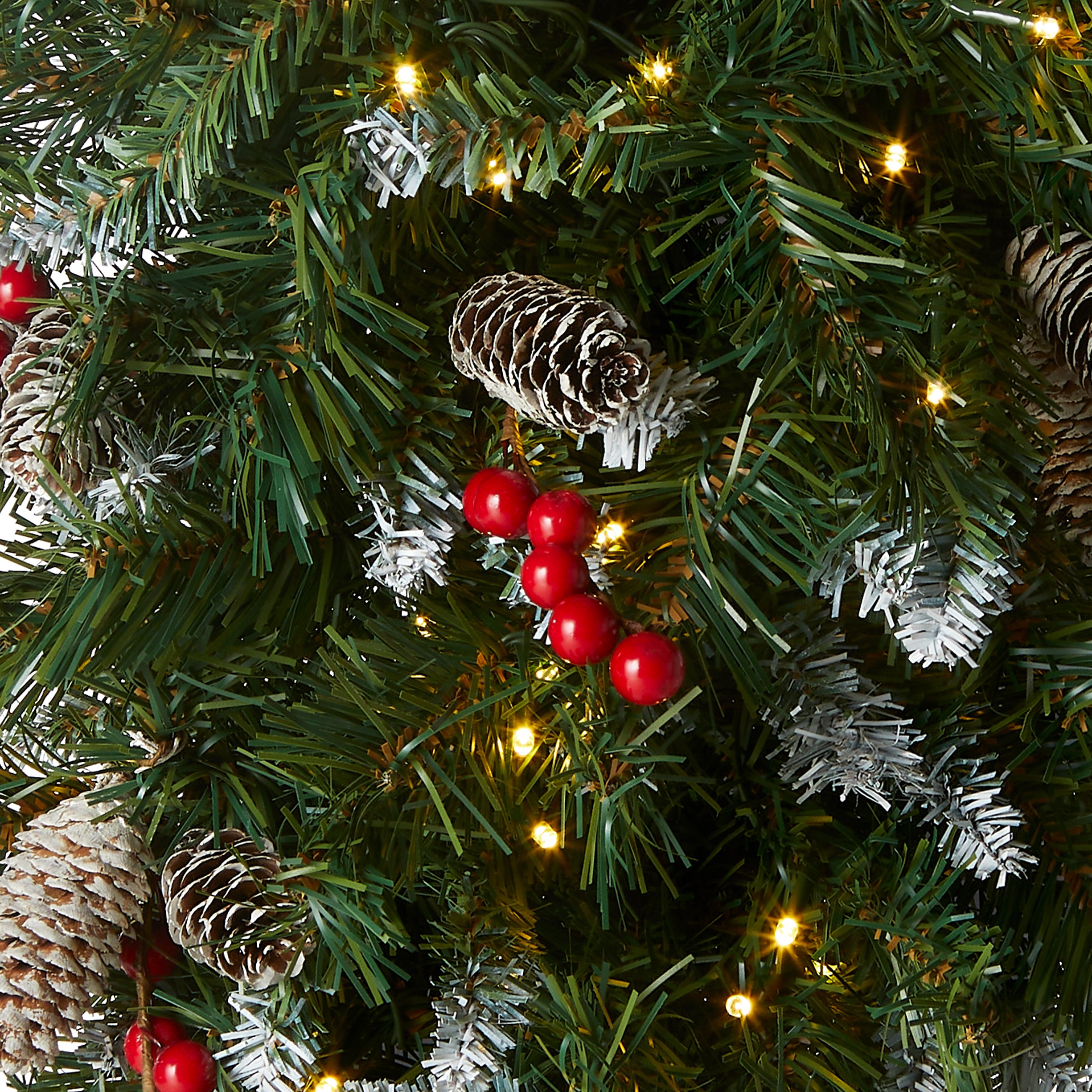 36 Inch Pre-Lit Frosted Berry Teardrop Christmas Tree with Warm White LED Lights - Perfect for Holiday Home Decor, Office, and Party Decoration