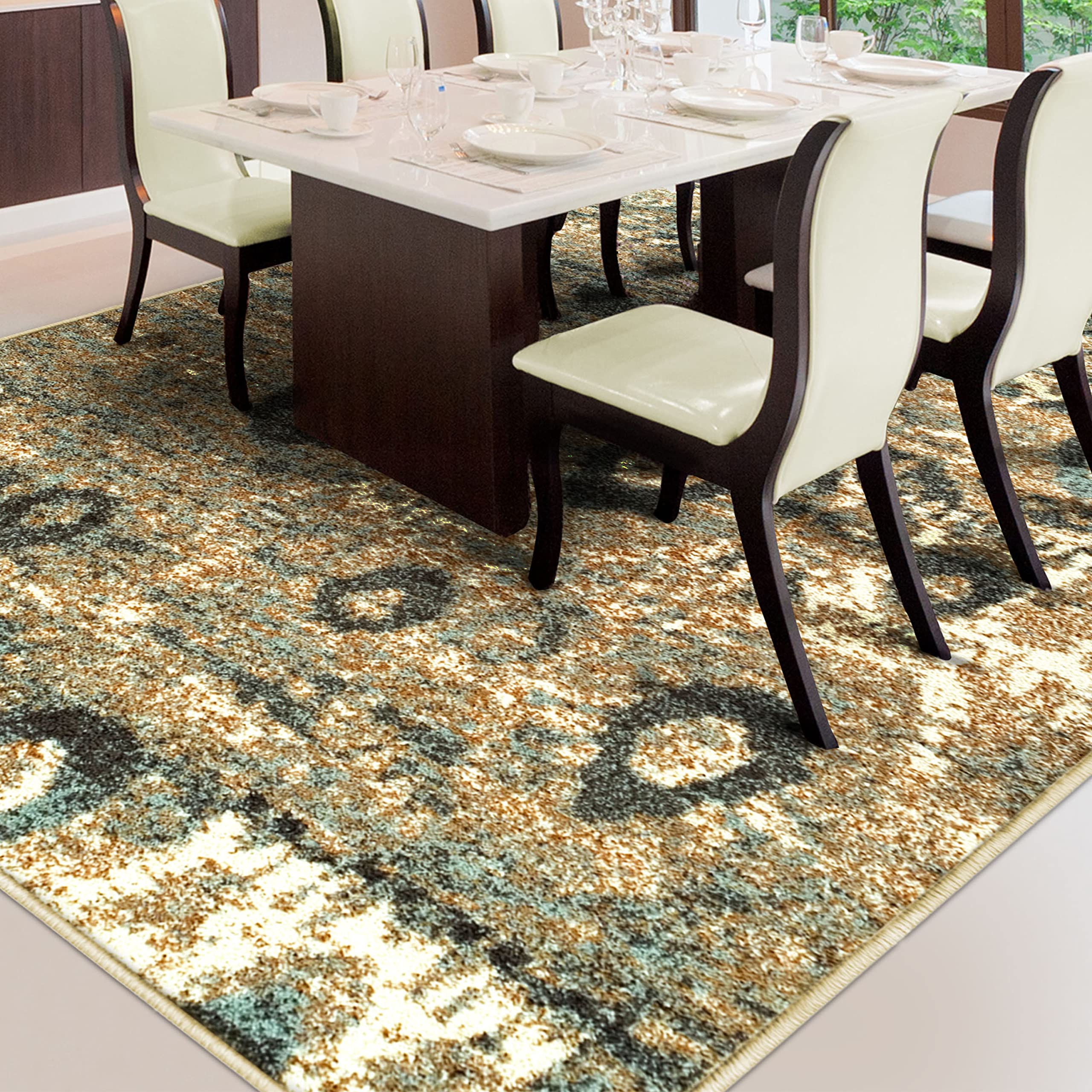 Premium 5' x 8' Blue Rosemont Collection Area Rug - Soft Non-Slip Living Room Carpet for Bedroom, Farmhouse, Kitchen, Entryway & Laundry Room Decor | Perfect for Cozy Home, Office & High-Traffic Areas