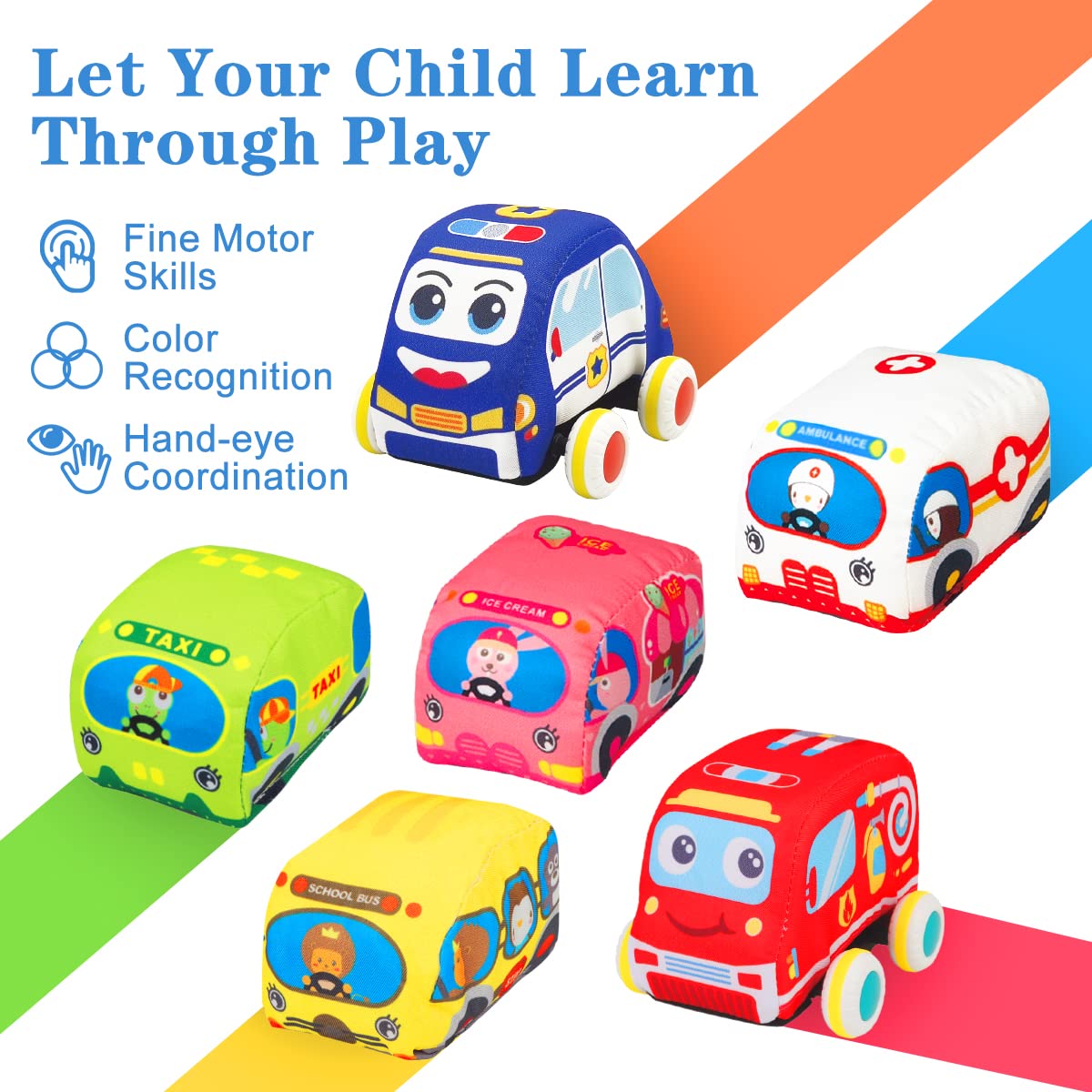 Soft Baby Car Toys for 6-18 Months - Interactive Infant Toys for 1-2 Year Old Boys & Girls with Playmat & Storage Bag | First Birthday Gifts | Perfect for Crawling, Sensory Play & Early Learning Development