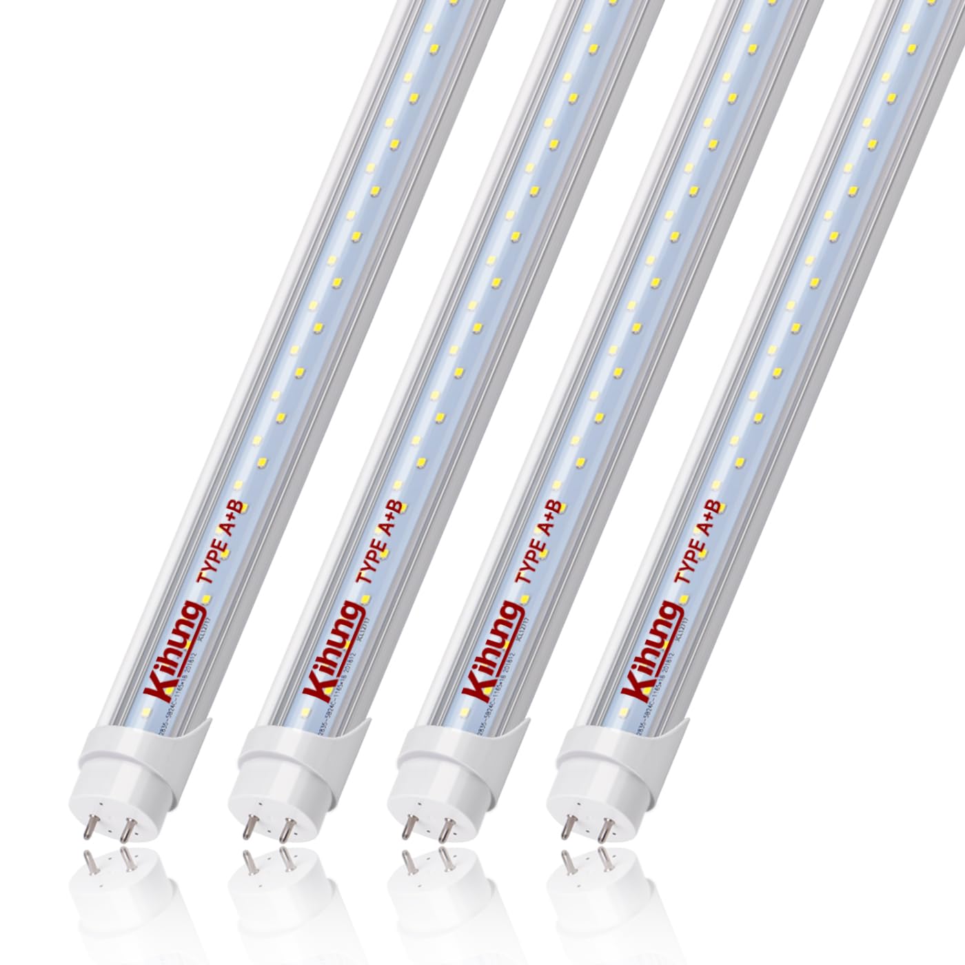 Kihung T8 LED Bulbs 4ft - 24W 3120LM 6000K Daylight - Type A+B Tube Light - Plug & Play or Ballast Bypass - T8/T10/T12 LED Replacement for Fluorescent Tubes (4 Pack) - Perfect for Office, Garage, Warehouse & Commercial Lighting