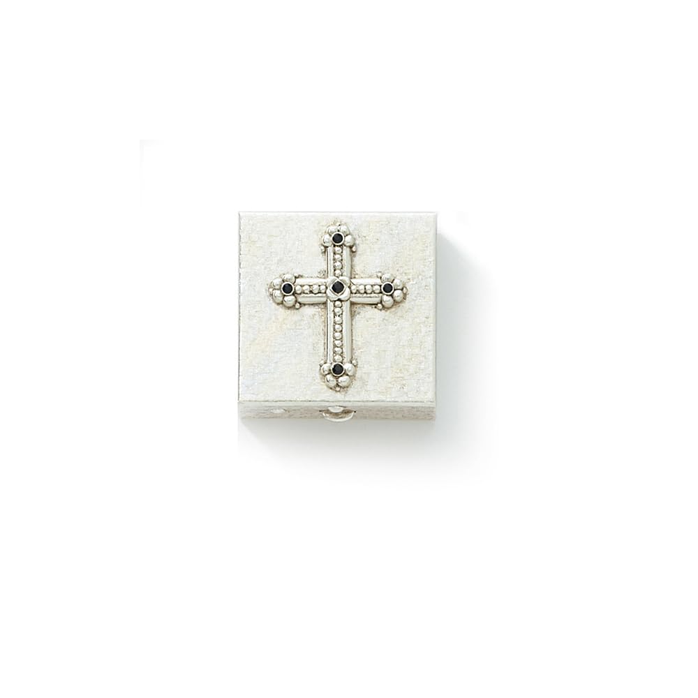 Faith Inspired Silver Tone Cross Pill Box & Keepsake Box - Perfect for Travel, Church, or Gift Giving