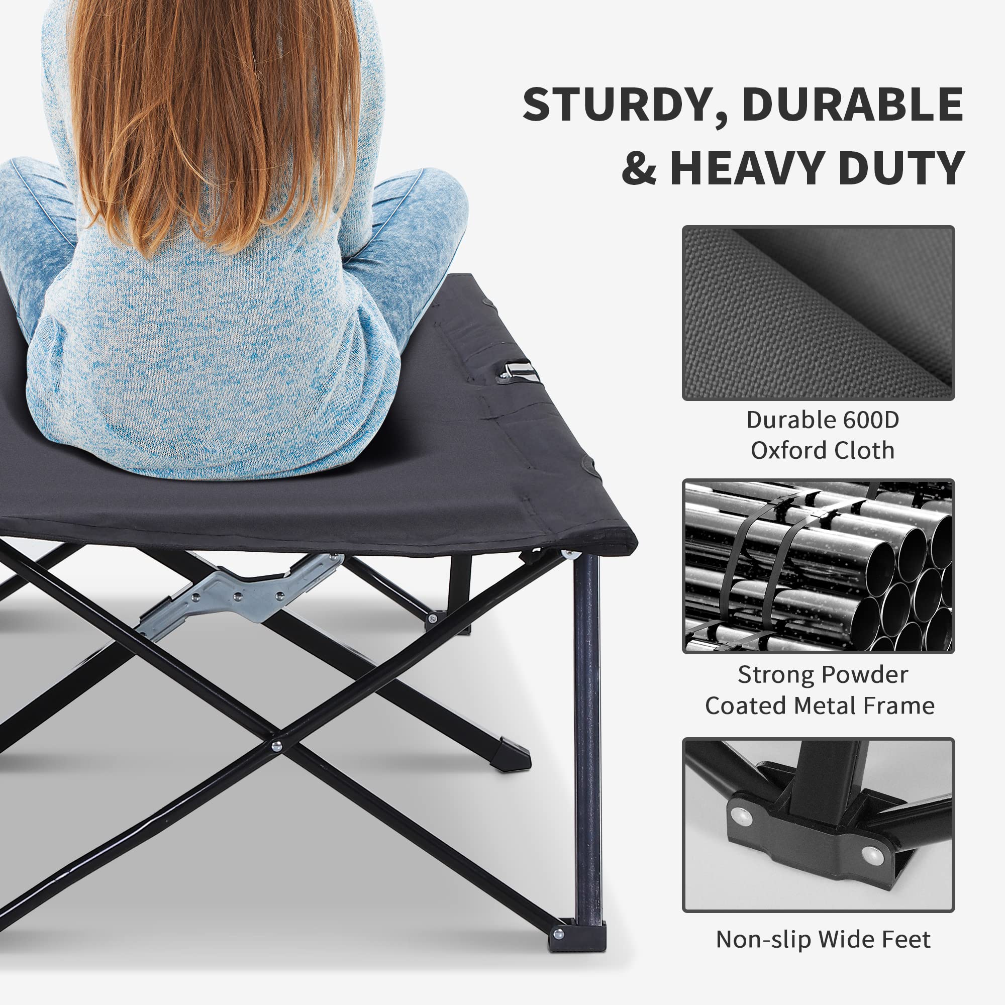 Outsunny 2 Person Folding Camping Cot for Adults - 50