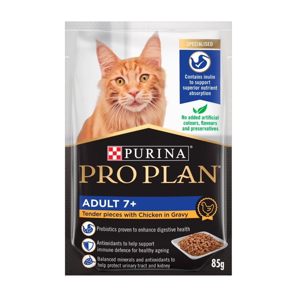Purina PRO PLAN High Protein Wet Cat Food Pouches - Grain Free, 85g (3 oz) - Tuna & Salmon Recipe - Supports Immune Health & Digestion - Perfect for Adult Cats, Picky Eaters & Hydration Boost