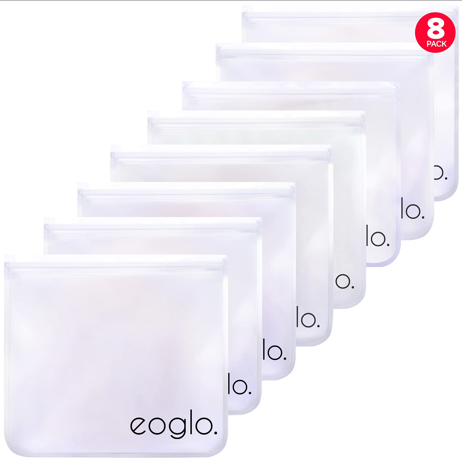 Eco-Friendly Reusable Food Storage Bags - BPA Free, Dishwasher Safe, 8 Pack XL Gallon Size Freezer Bags for Meal Prep, Snacks & Leftovers | Perfect for Home, Office & Travel