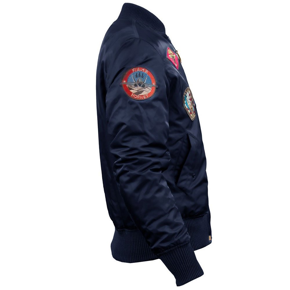 Top Gun® MA-1 Nylon Bomber Jacket with Embroidered Patches - Military Style Flight Jacket for Men & Women - Perfect for Aviation Enthusiasts, Casual Wear & Outdoor Adventures