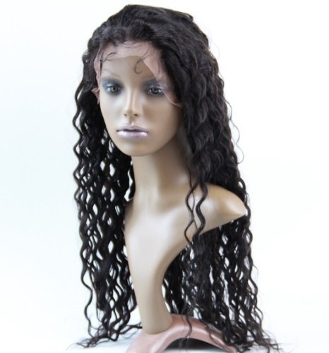2018 DaJun 22-Inch Brazilian Virgin Remy Human Hair Full Lace Wig - Deep Wave #1B Off Black | Natural Look for Daily Wear, Cosplay & Special Occasions