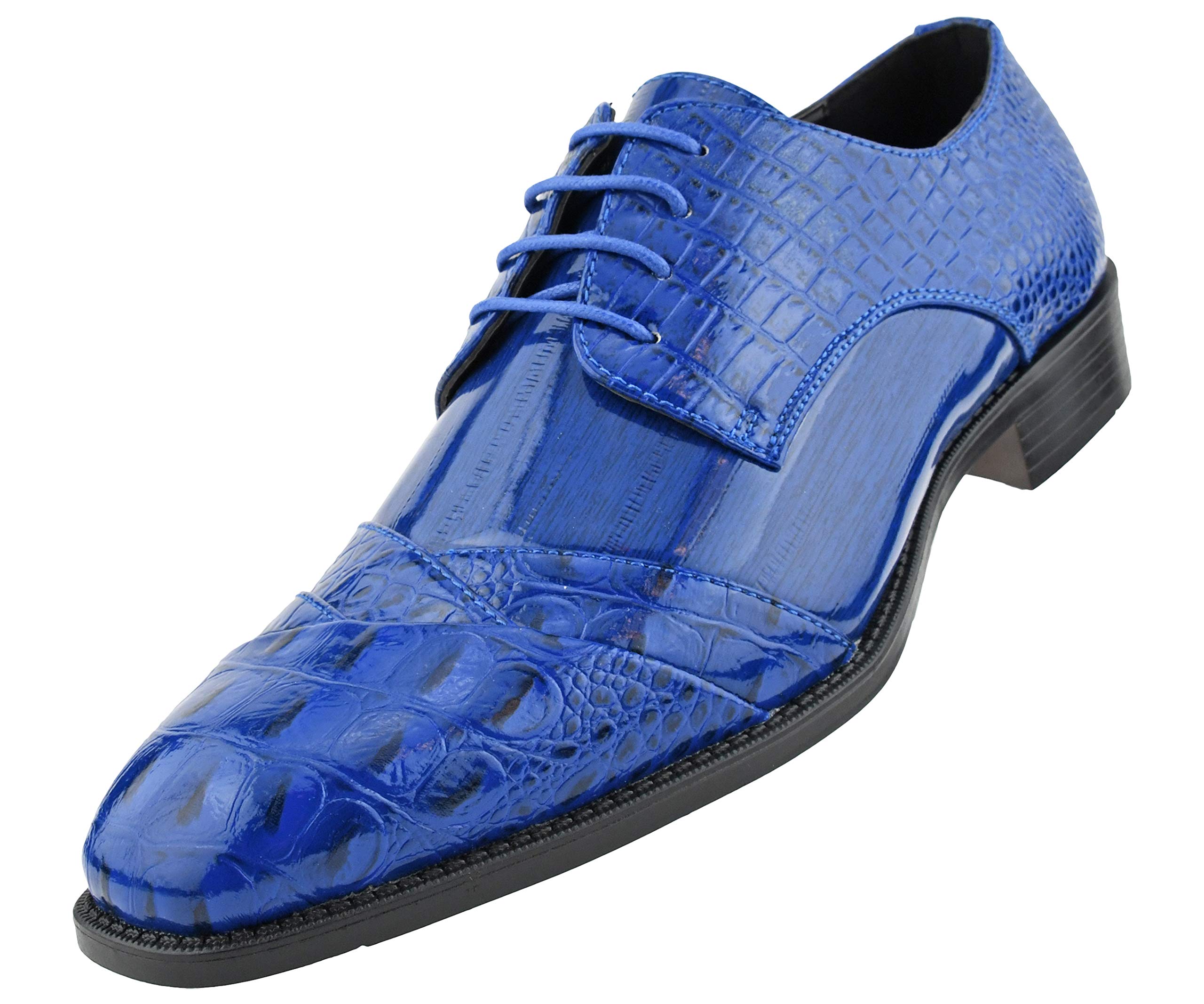 Bolano Bandit Men's Cap Toe Oxford Dress Shoes | Alligator Print Formal Shoes | Croc Folded Oxfords for Business, Weddings & Special Occasions